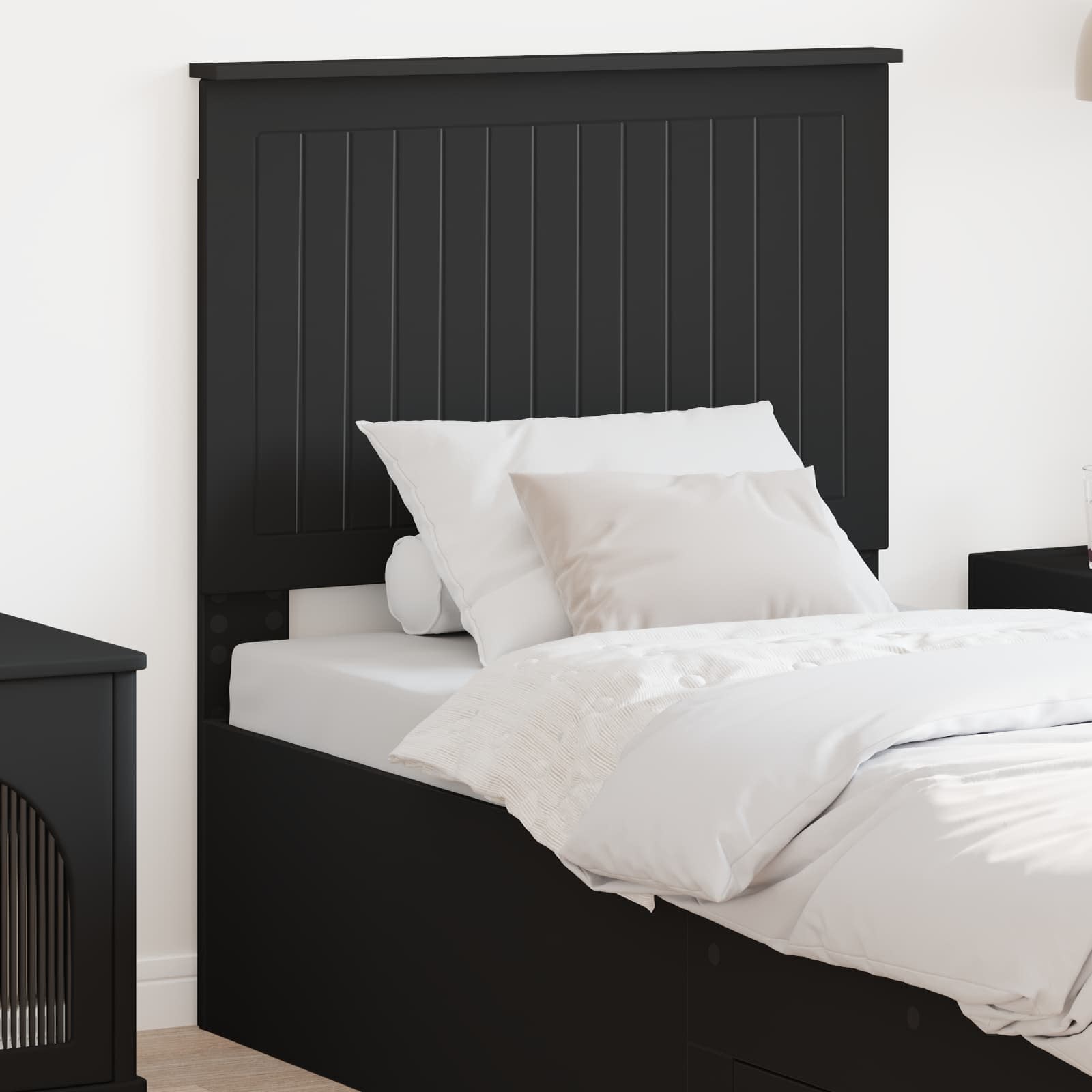 vidaXL Tăblie cap cu headboard Stejar Negru 80 cm Lemn compozit