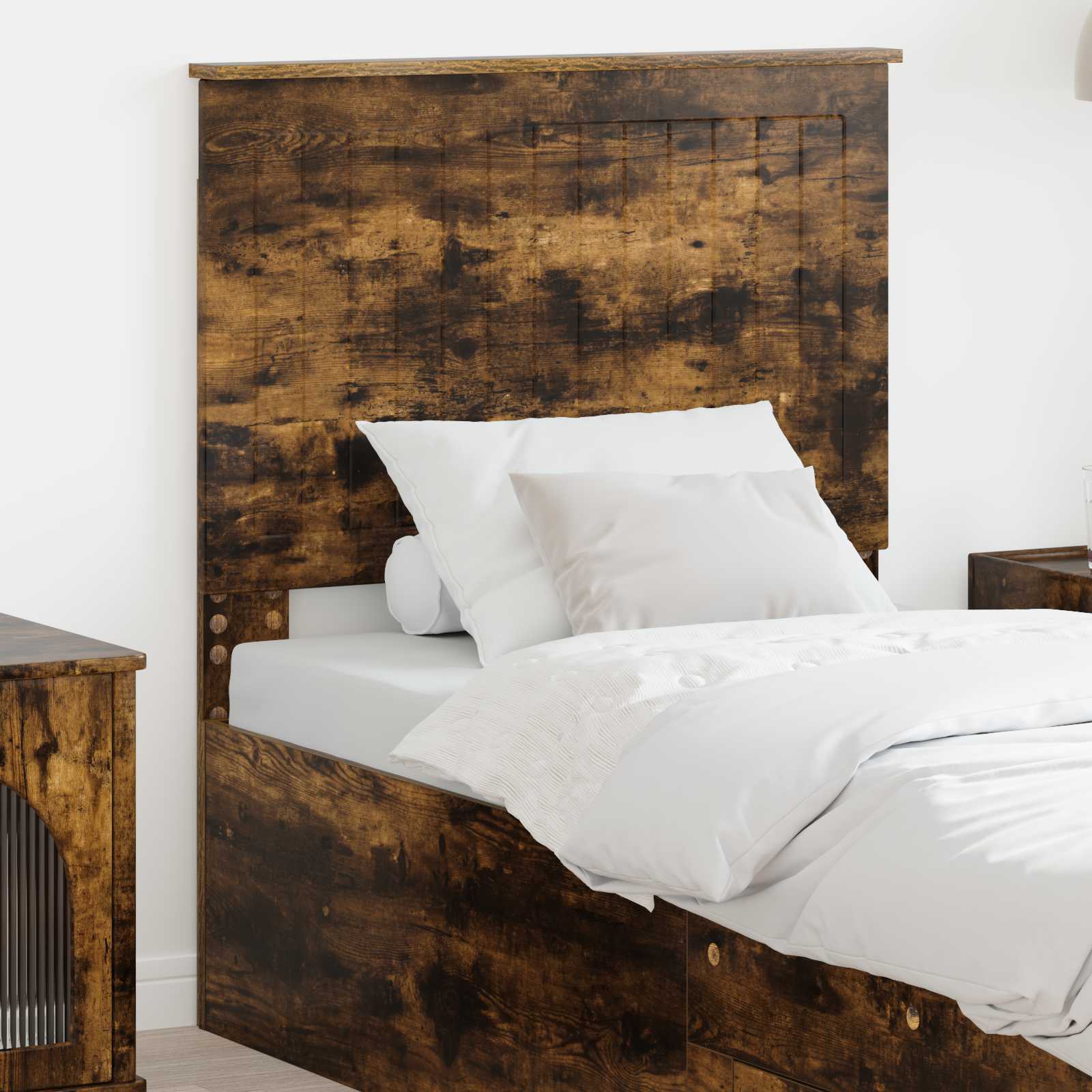 vidaXL Tăblie cap cu headboard Stejar fumuriu 80 cm Lemn compozit