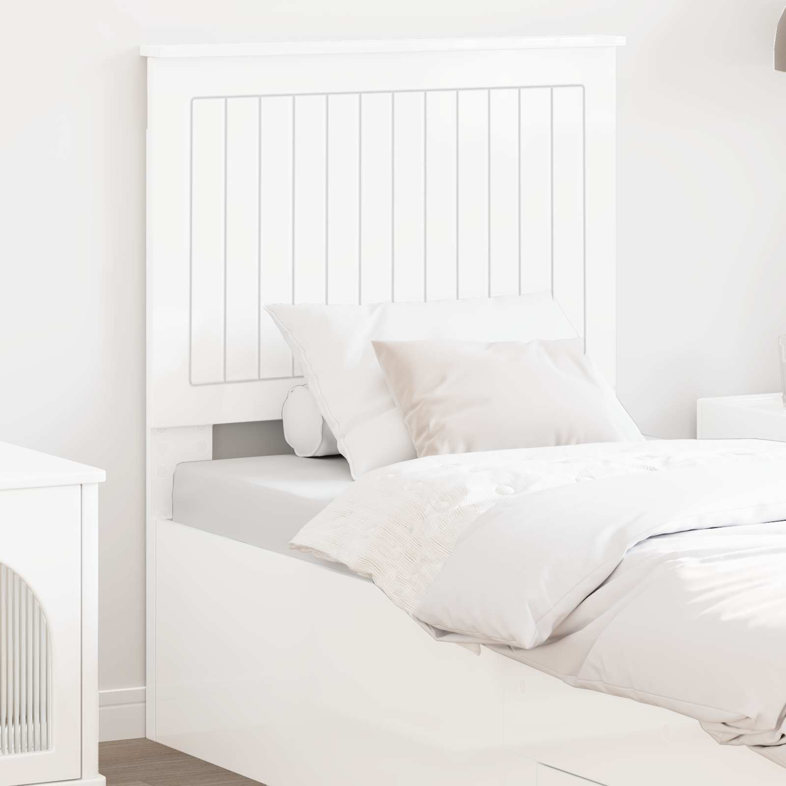 vidaXL Tăblie cap cu headboard Alb Lucios 75 cm Lemn compozit