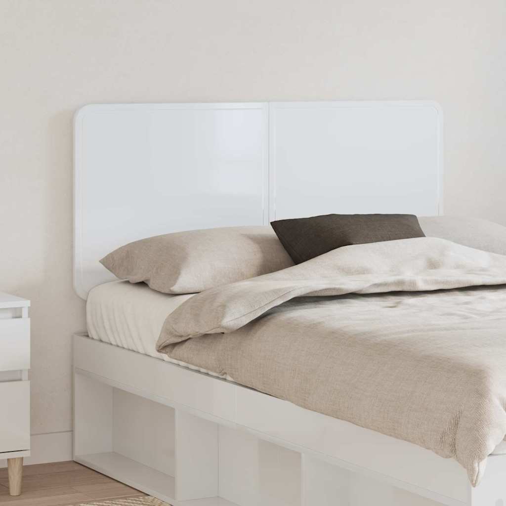 Paturi si accesorii - Tăblie cap cu headboard Alb Lucios 120 cm Lemn compozit