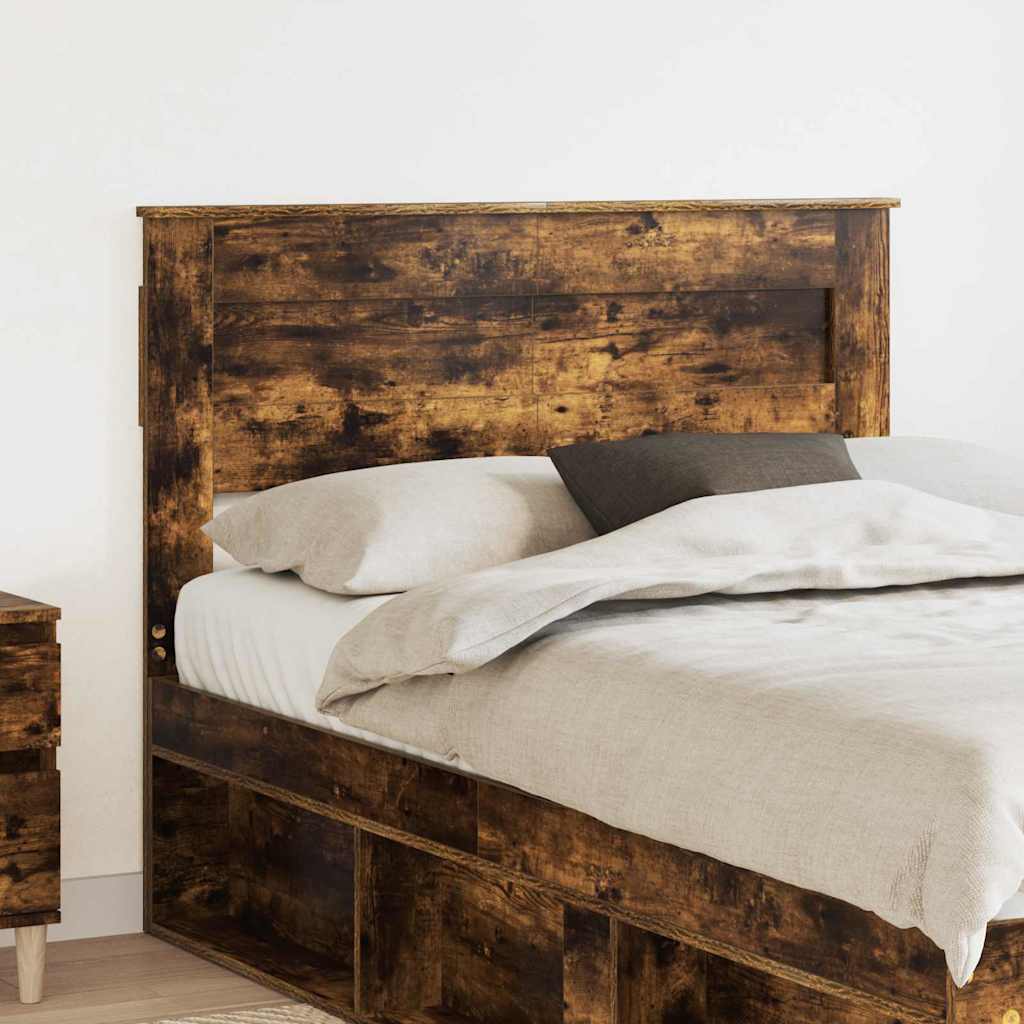 Paturi si accesorii - Tăblie cap cu headboard Stejar fumuriu 120 cm Lemn compozit