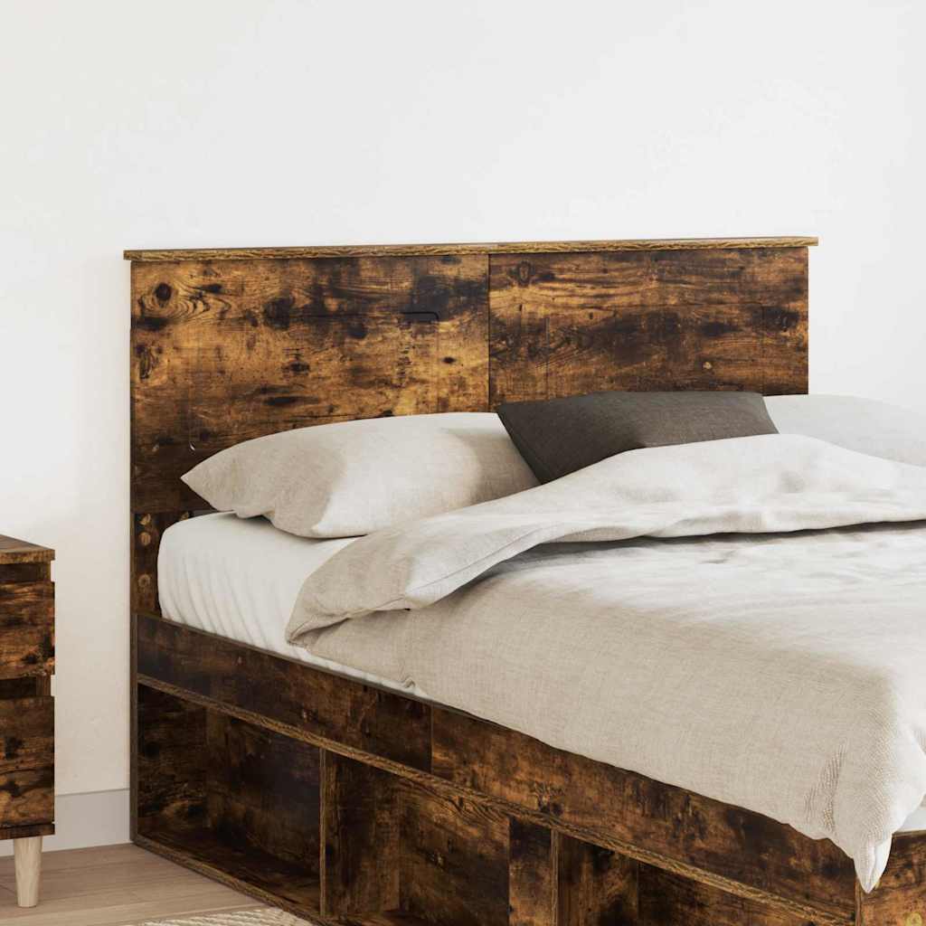 Tăblii de pat - Tăblie cap cu headboard Stejar fumuriu 120 cm Lemn compozit