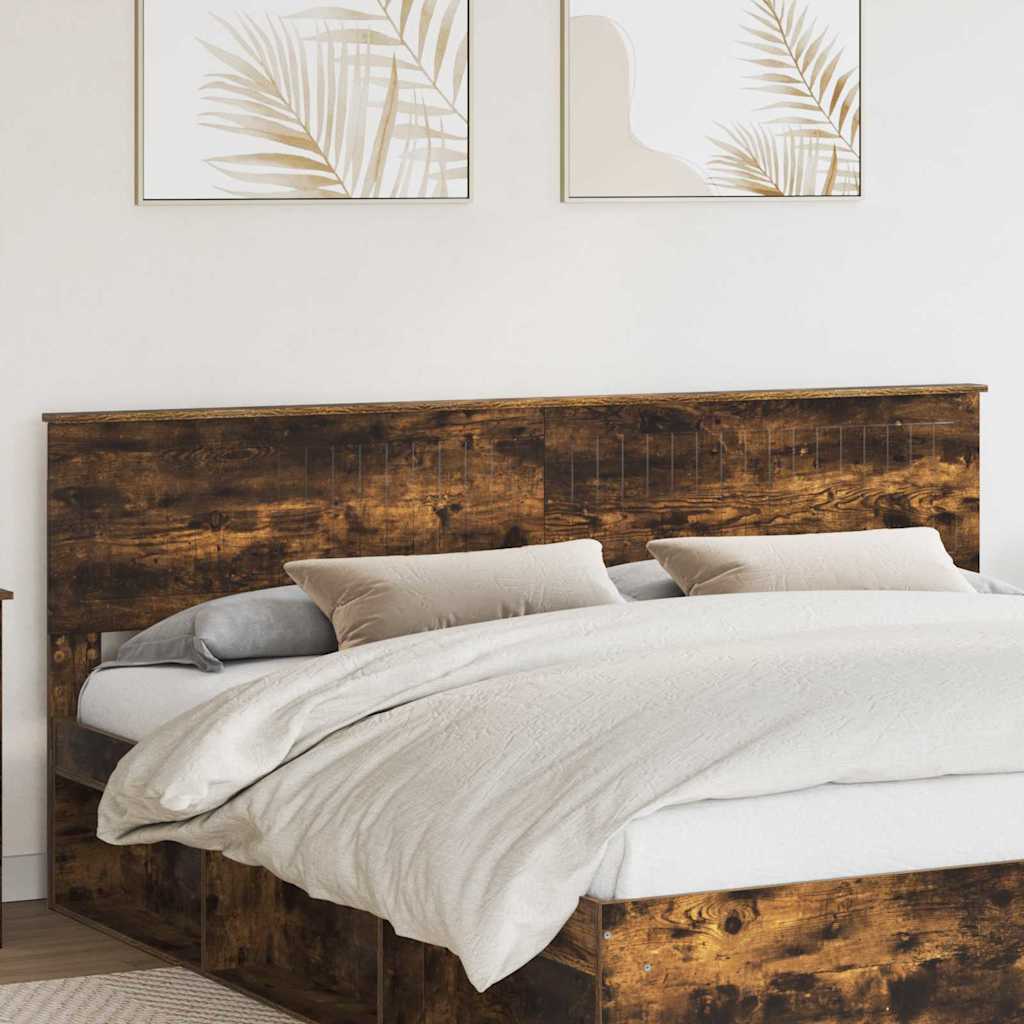 Paturi si accesorii - Tăblie cap cu headboard Stejar fumuriu 200 cm Lemn compozit