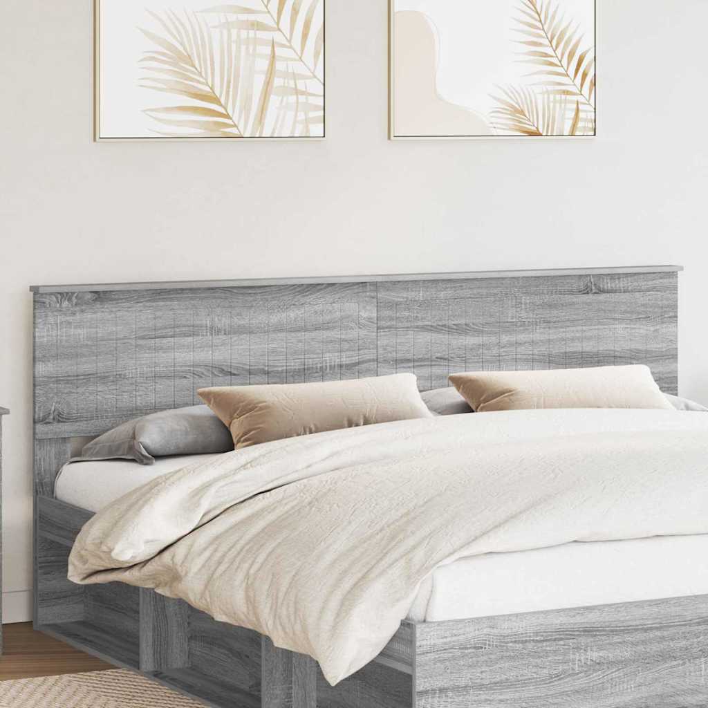 Paturi si accesorii - Tăblie cap cu headboard Gri Sonoma 200 cm Lemn compozit