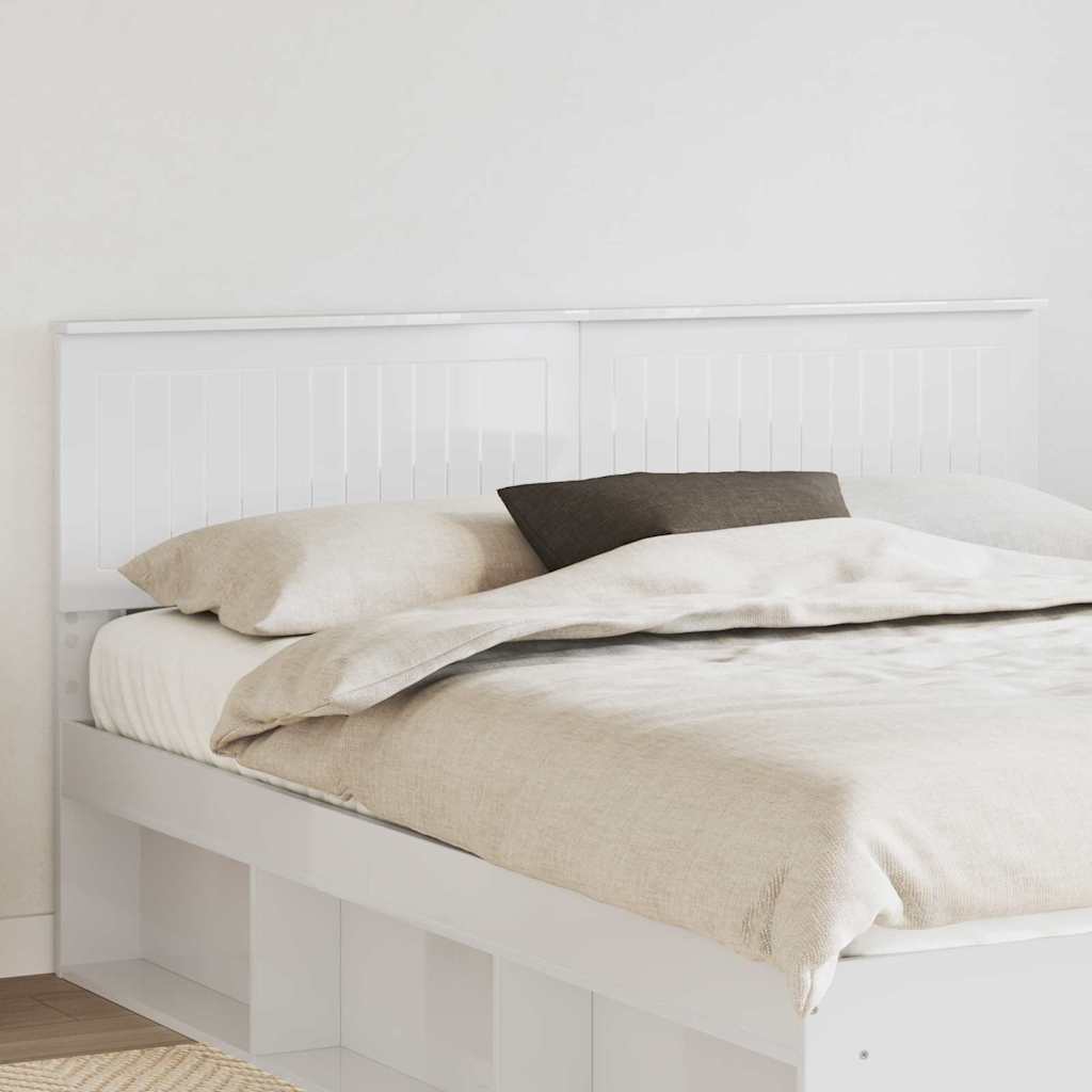 Paturi si accesorii - Tăblie cap cu headboard Alb Lucios 160 cm Lemn compozit