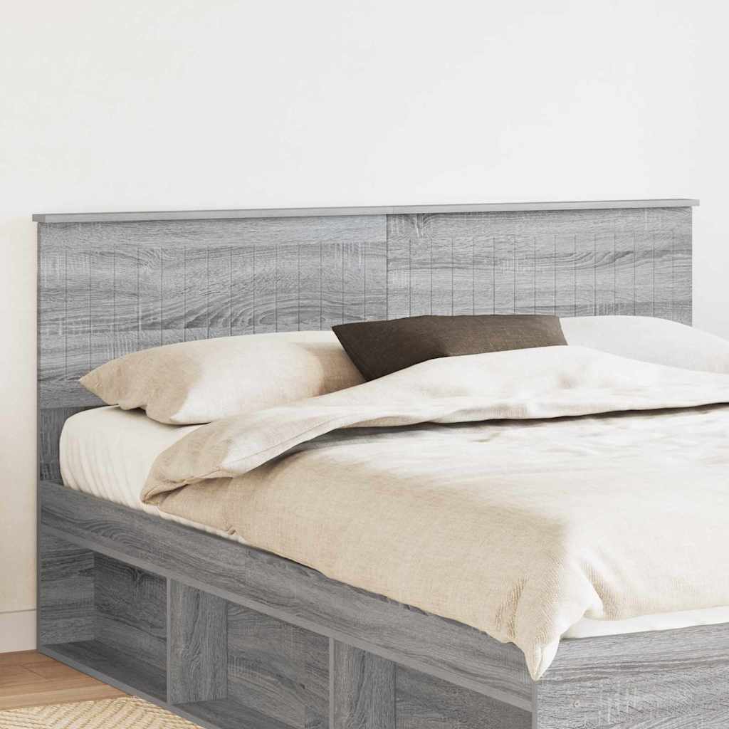 Paturi si accesorii - Tăblie cap cu headboard Gri Sonoma 160 cm Lemn compozit