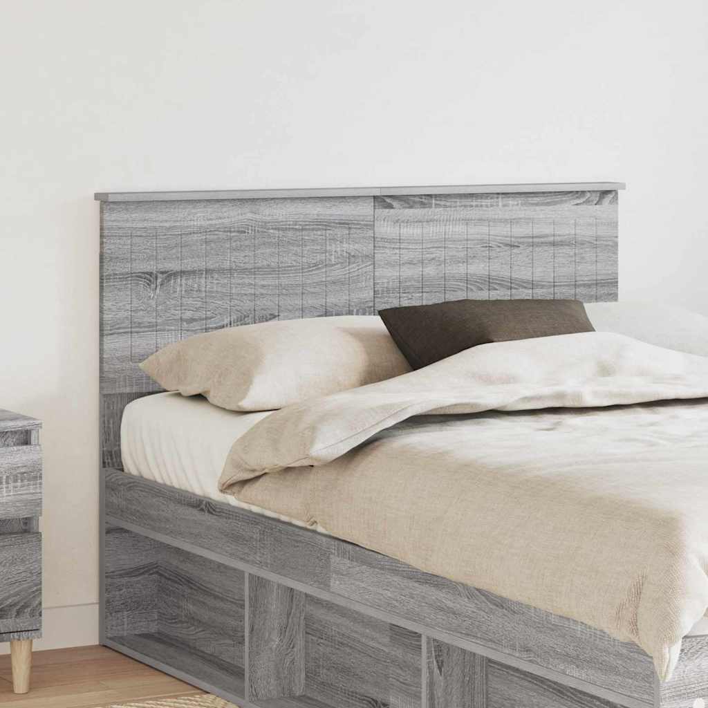 Paturi si accesorii - Tăblie cap cu headboard Gri Sonoma 120 cm Lemn compozit