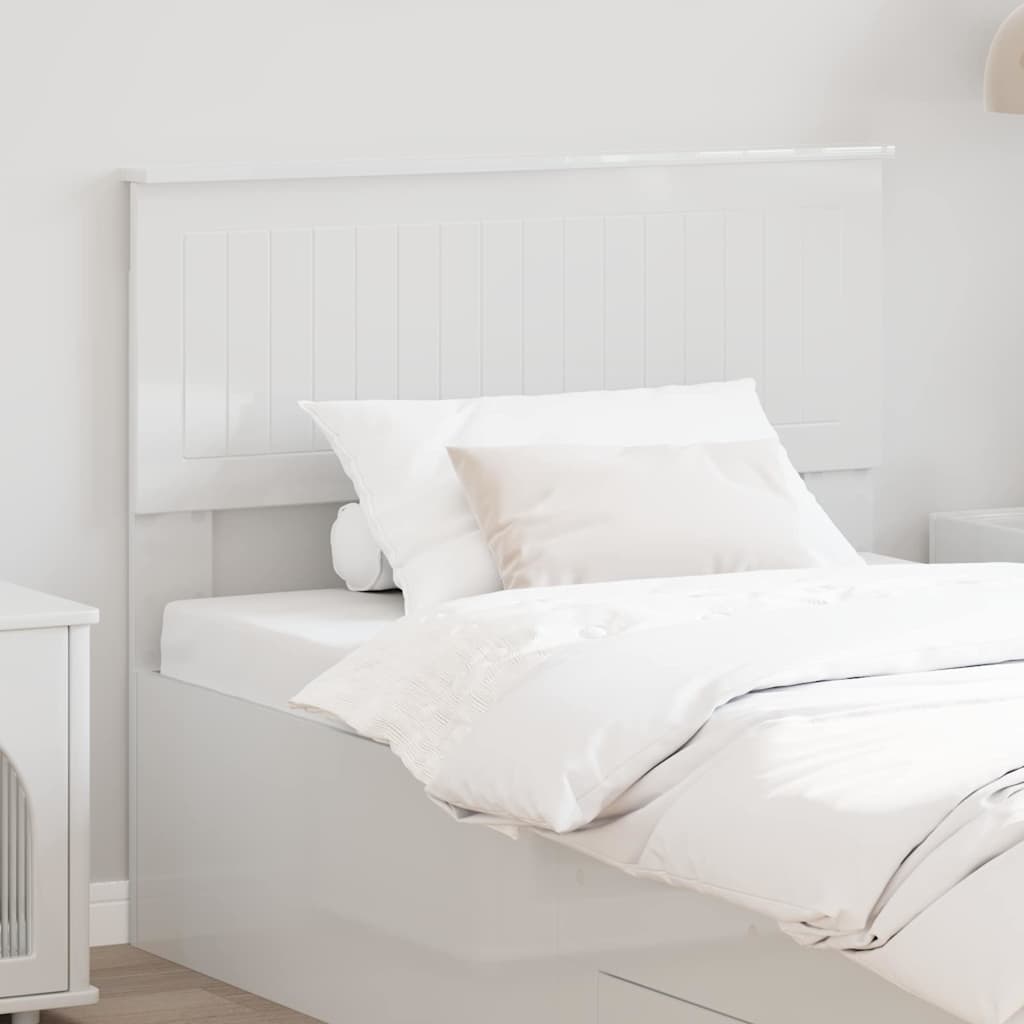 Paturi si accesorii - Tăblie cap cu headboard Alb Lucios 100 cm Lemn compozit