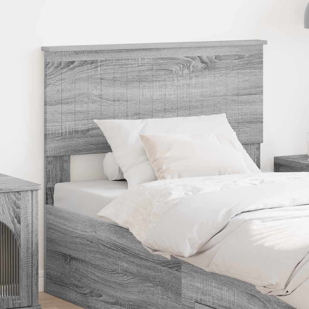 Paturi si accesorii - Tăblie cap cu headboard Gri Sonoma 90 cm Lemn compozit