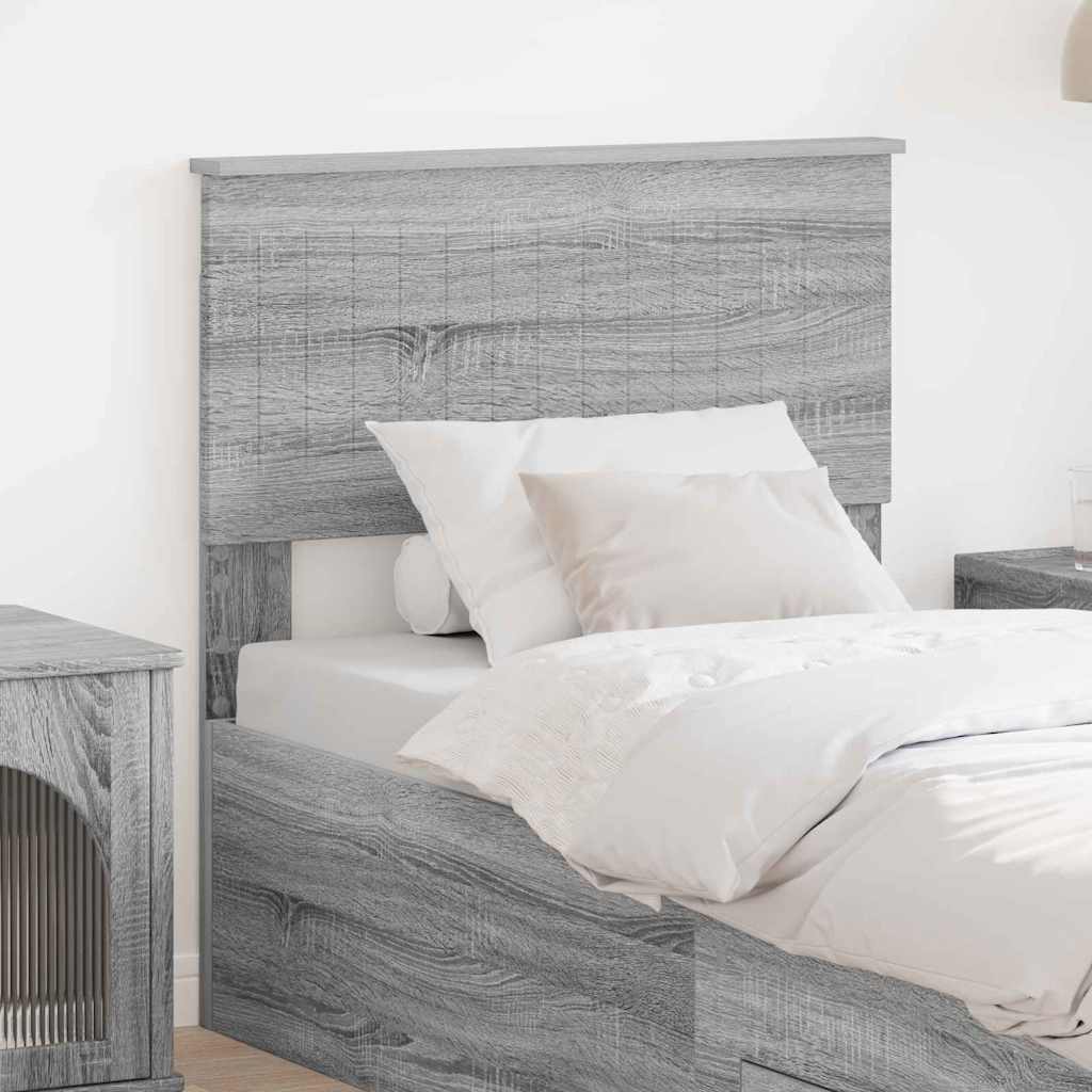 Paturi si accesorii - Tăblie cap cu headboard Gri Sonoma 80 cm Lemn compozit