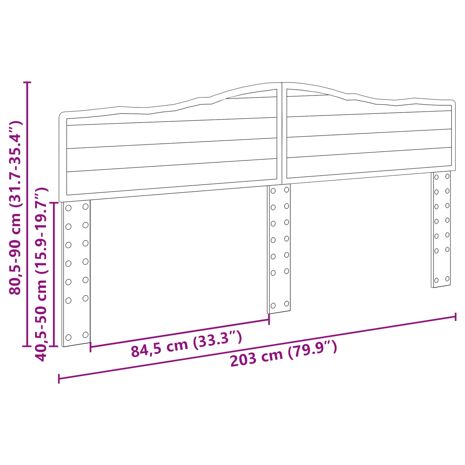 Galvgalis ar galvas klāju Balts 200 cm Inženierijas koks