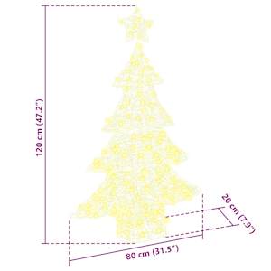 Vánoční stromeček s 100 LED diodami Teplá bílá 120 cm Akryl - obrázek 10