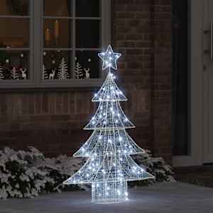 Božično drevo med 100 LED Hladno bela 120 cm Akril