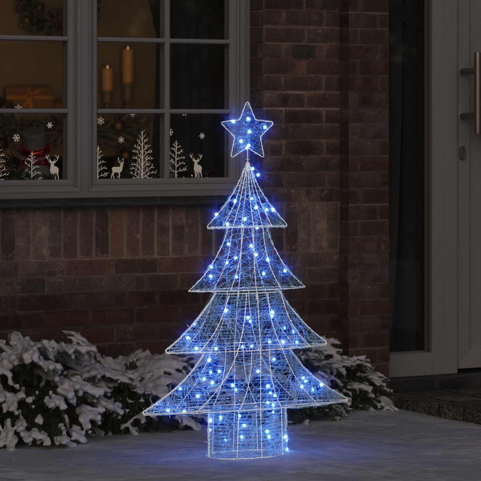 vidaXL Weihnachtsbaum mit 100 LEDs Blau 122 cm Acryl