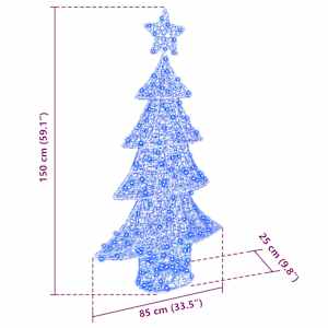 Vánoční stromeček s 160 LED diodami Modrá 150 cm Akryl - obrázek 10
