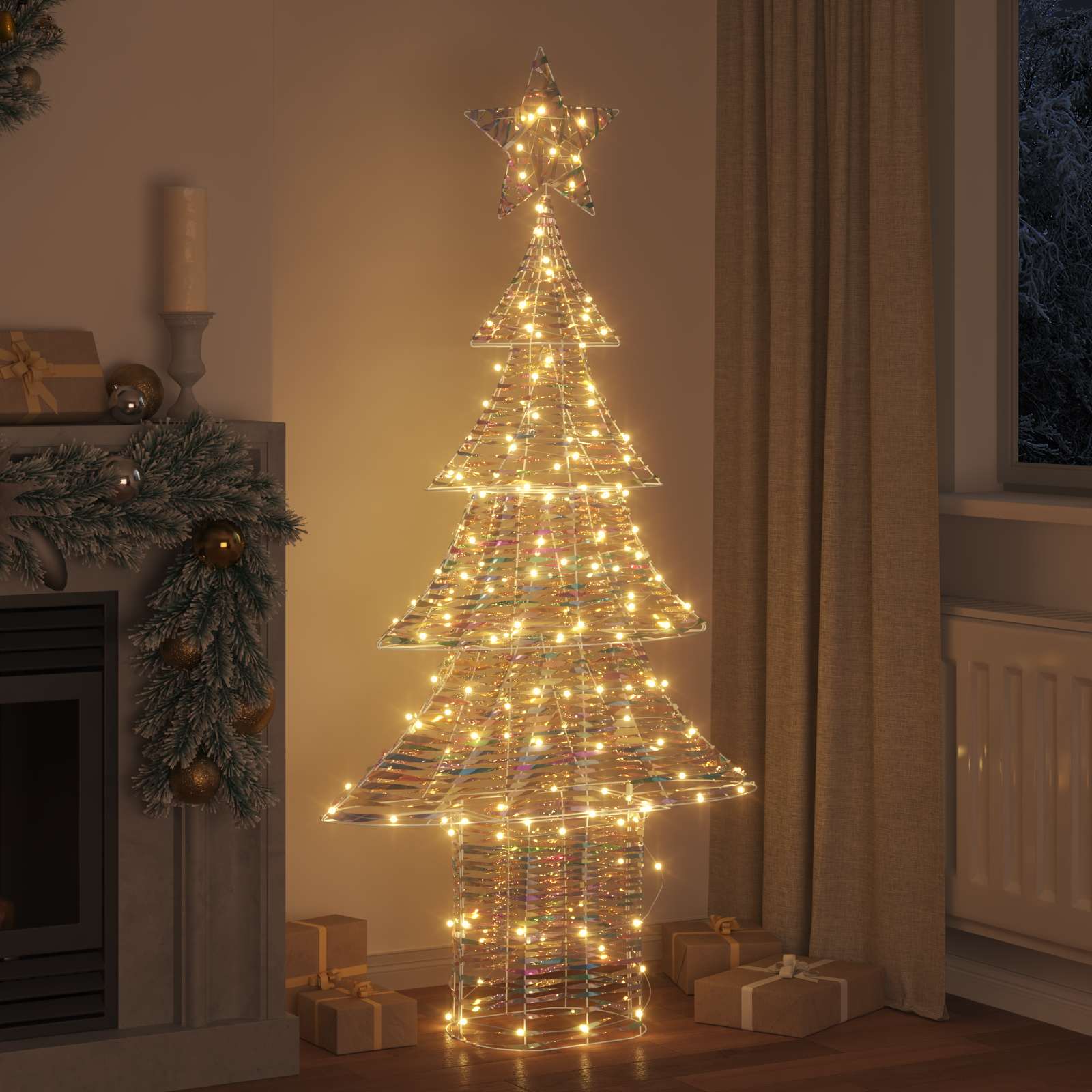 Sapin de Noël avec 240 LED Blanc chaud 180 cm PET – Image 3