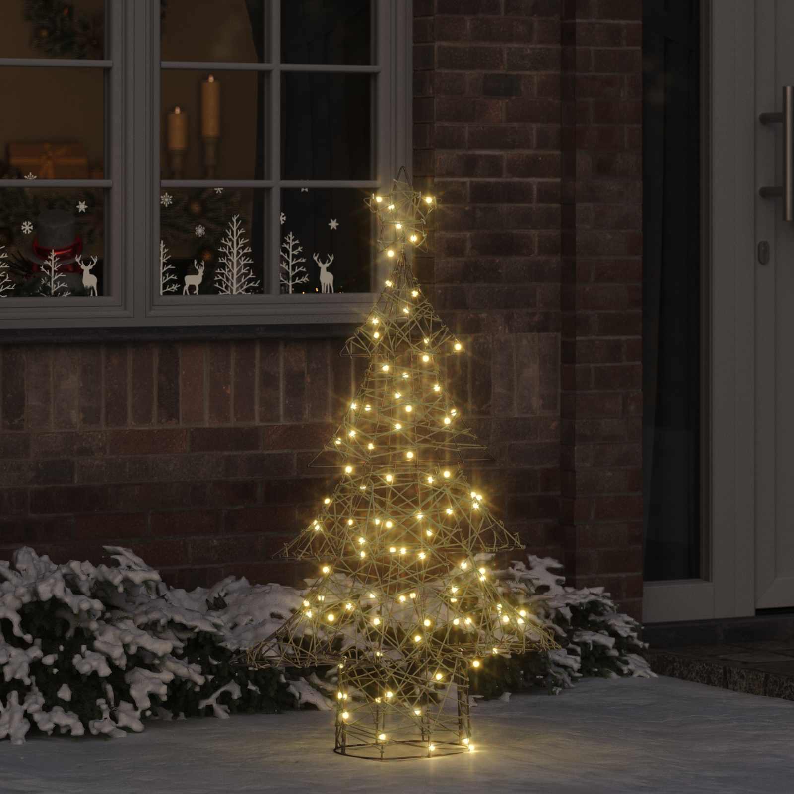 vidaXL Weihnachtsbaum mit 120 LEDs Warmweiß 120 cm Rattan