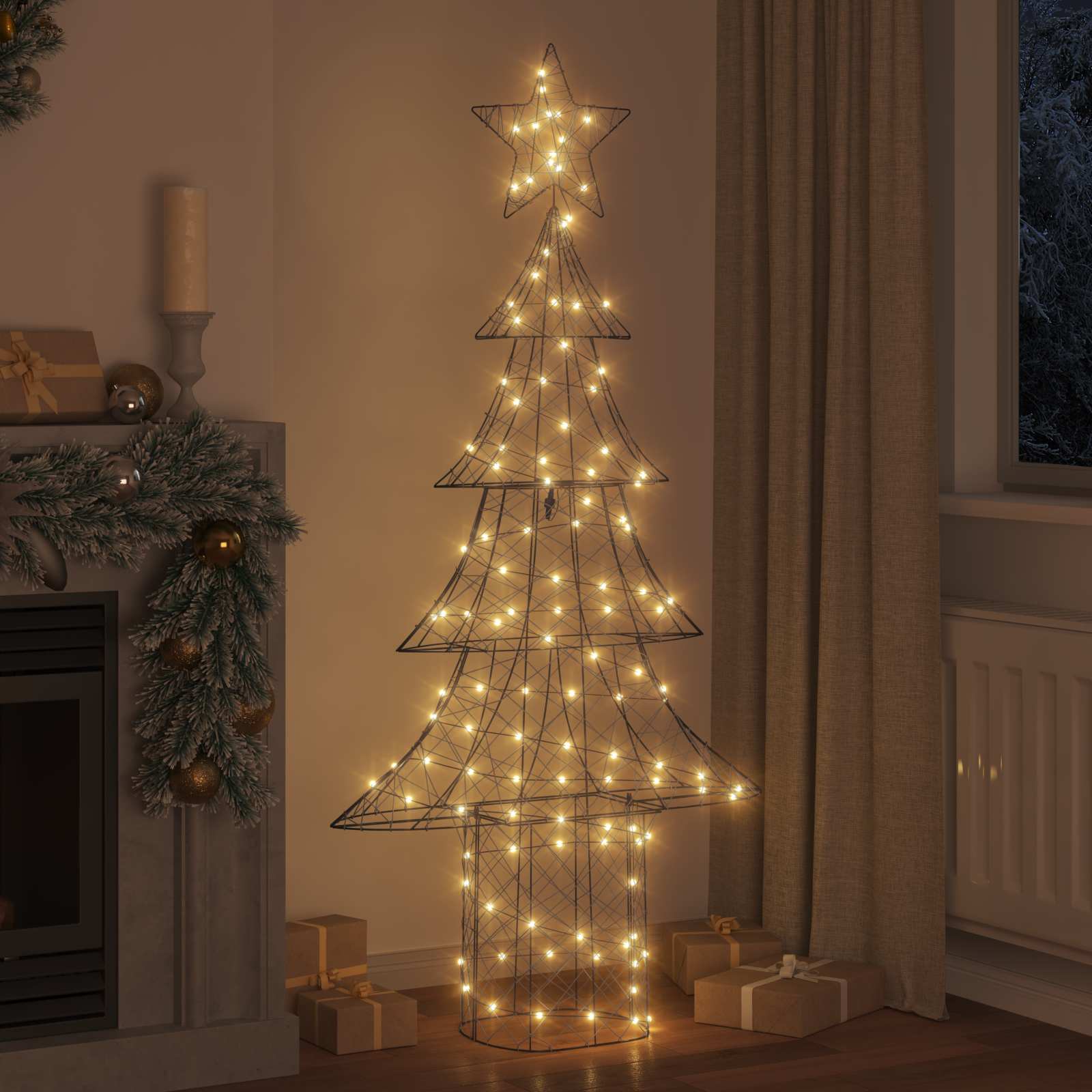 Thumbnail - vidaXL Weihnachtsbaum mit 240 LEDs Warmweiß 180 cm Rattan