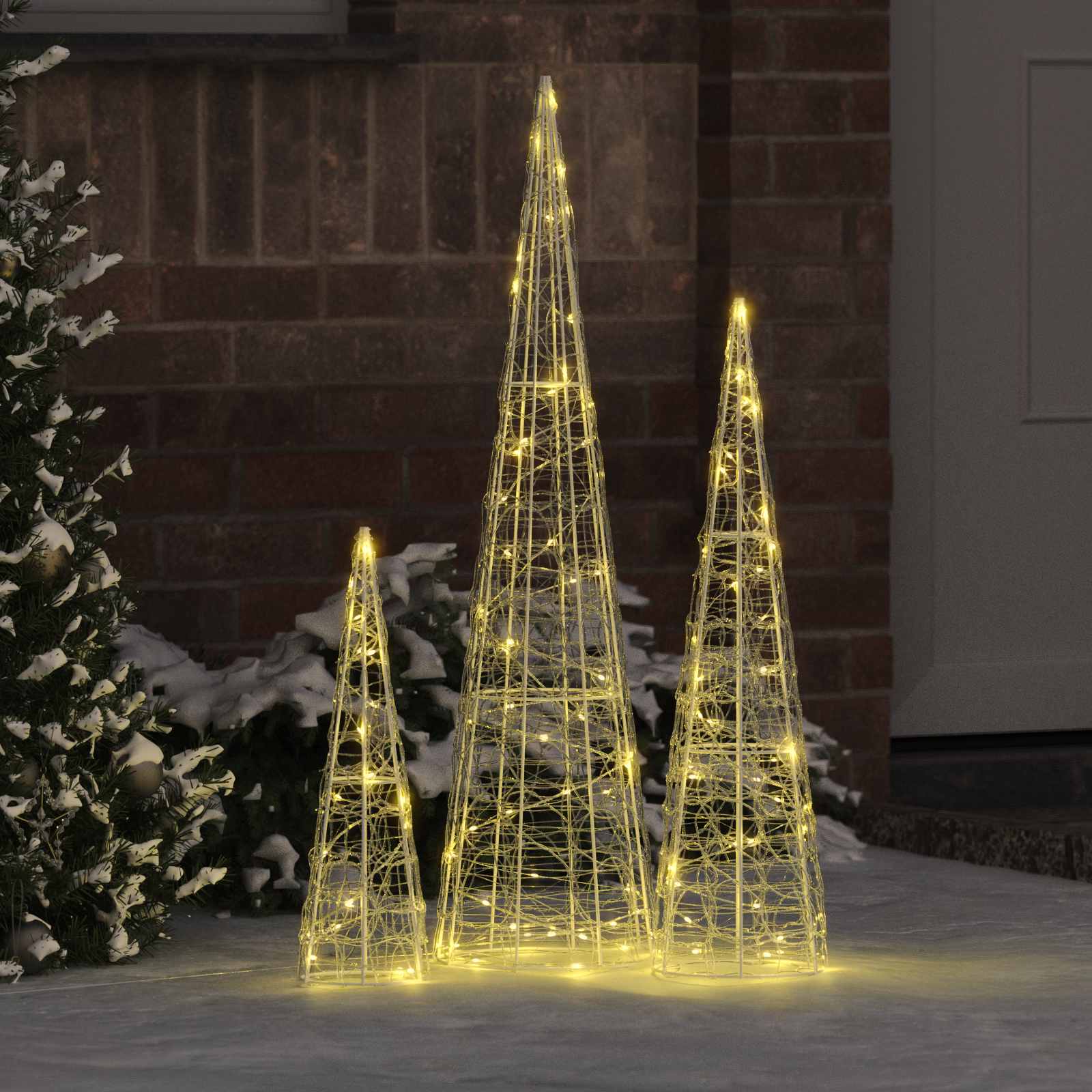 vidaXL Weihnachtsbaum mit 90 LEDs 3 pcs Warmweiß 20 x 20 x 80 cm Acryl