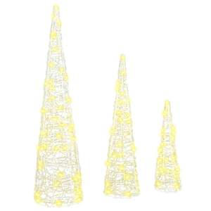 Vánoční stromeček 3 pcs Teplá bílá 20 x 20 x 80 cm Akryl - obrázek 2