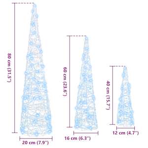 Vánoční stromeček 3 pcs Studená bílá 20 x 20 x 80 cm Akryl - obrázek 10