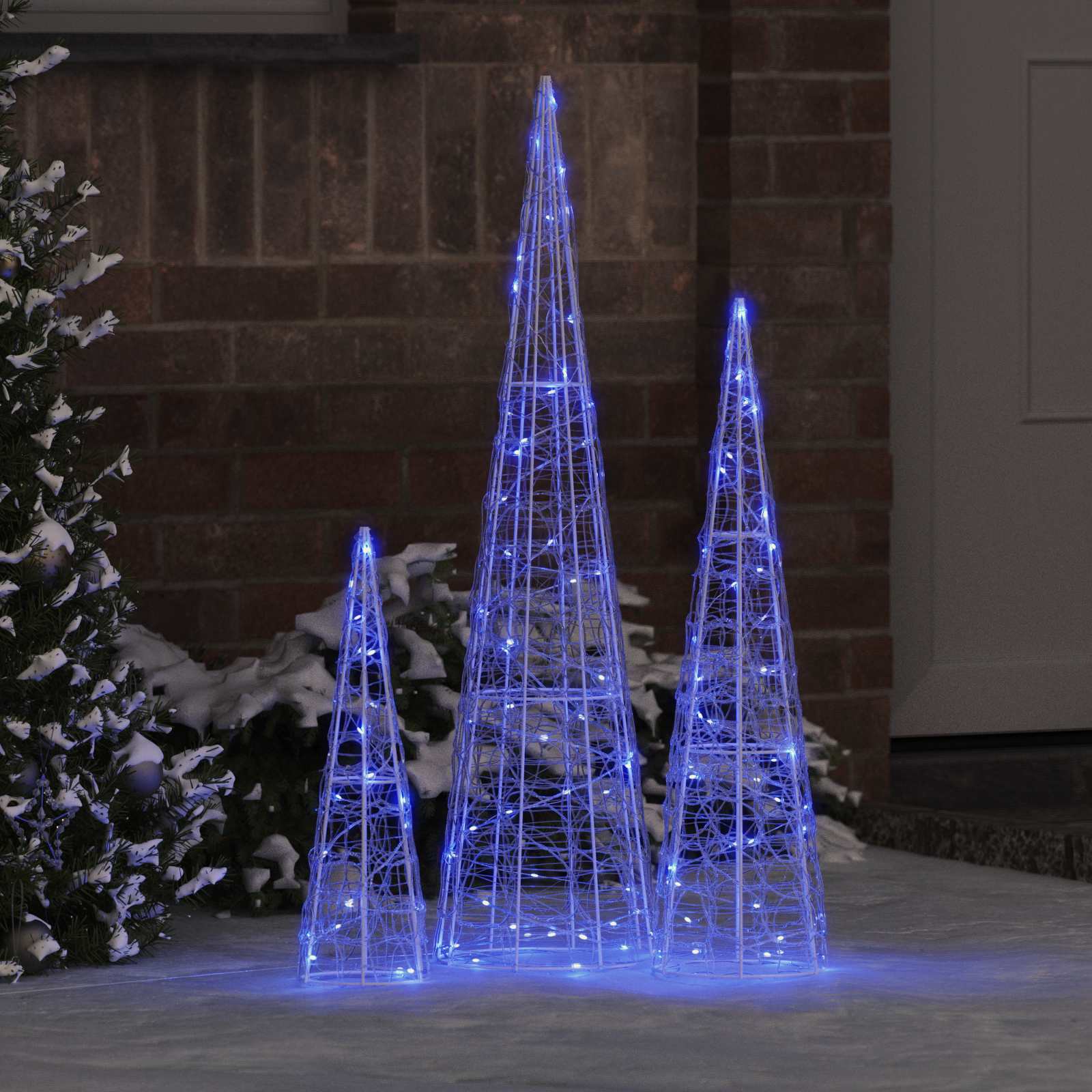 vidaXL Weihnachtsbaum mit 90 LEDs 3 pcs Blau 20 x 20 x 80 cm Acryl