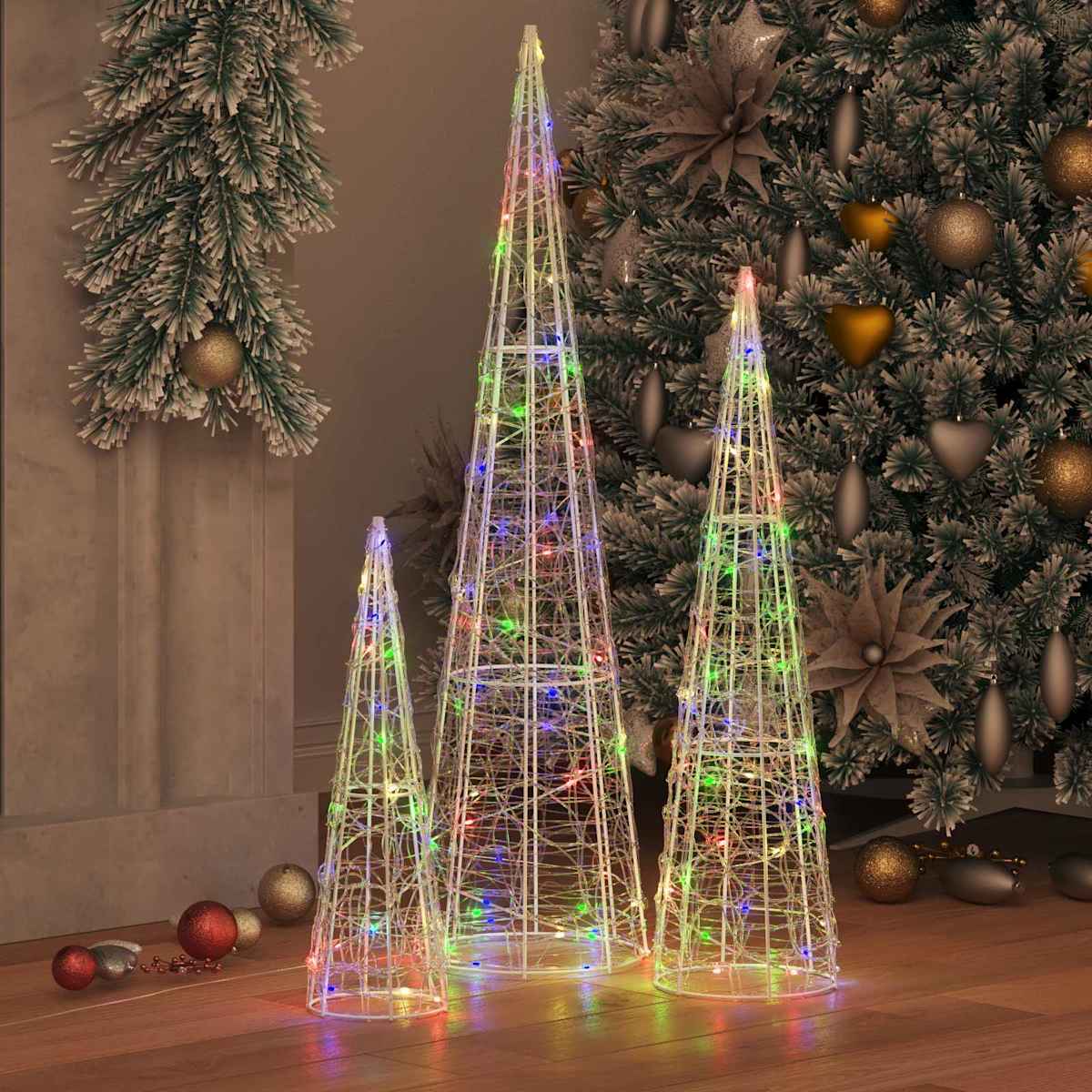 Juletræ 3 stk. 90 LED'er 20 x 20 x 80 cm Akryl - Billede 3