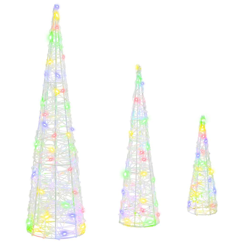 vidaXL Brad de Crăciun 3 pcs Multicolour 20 x 20 x 80 cm Acril