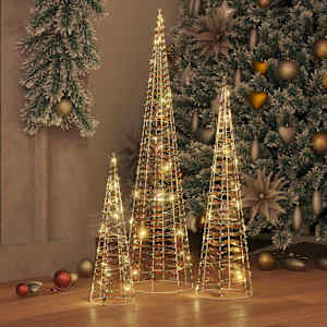 Vánoční stromeček 3 pcs Teplá bílá 20 x 20 x 80 cm PET - obrázek 3