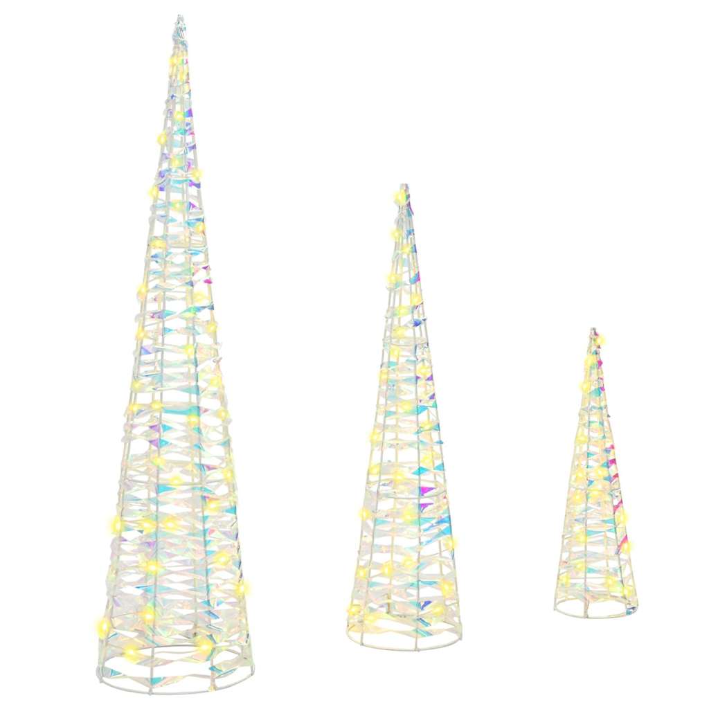 Sapin de Noël avec 90 LED 3 pcs Blanc chaud 20 x 20 x 80 cm PET
