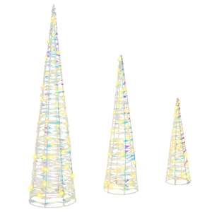 vidaXL J&otilde;ulupuu 3 tk 90 LED-i Soe valge 20 x 20 x 80 cm PET