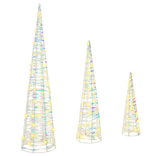 vidaXL J&otilde;ulupuu 3 tk 90 LED-i Soe valge 20 x 20 x 80 cm PET