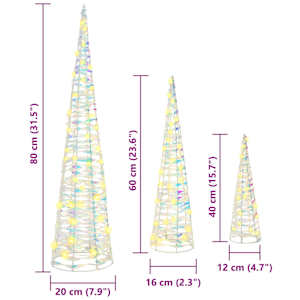 Vánoční stromeček 3 pcs Teplá bílá 20 x 20 x 80 cm PET - obrázek 10