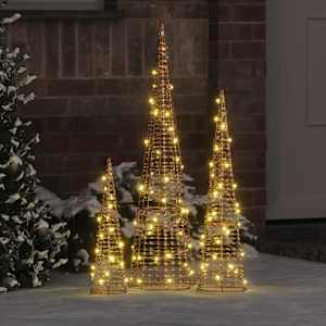 Božično drevo med 90 LED 3 pcs Toplo bela 20 x 20 x 80 cm PET