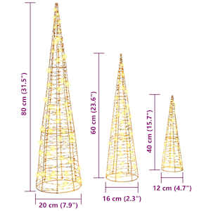 Vánoční stromeček 3 pcs Teplá bílá 20 x 20 x 80 cm PET - obrázek 10