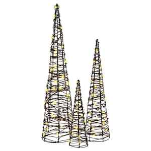 Vánoční stromeček 3 pcs Teplá bílá 20 x 20 x 80 cm Ratan - obrázek 5