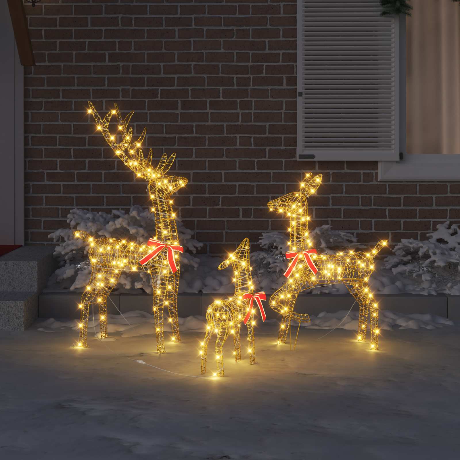 Famille Renne 3 pcs Blanc chaud 67 x 26 x 127 cm PET – Image 3