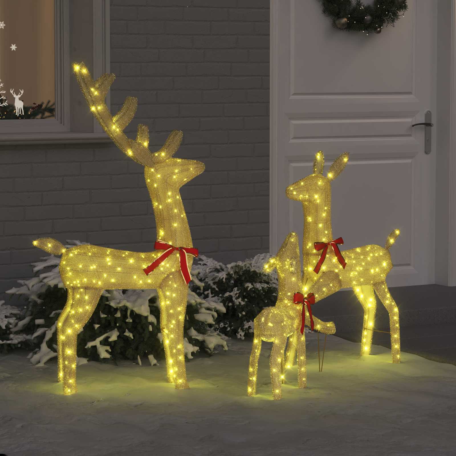 vidaXL Familia Renilor 3 pcs Alb cald 68 x 26 x 127 cm țesătură