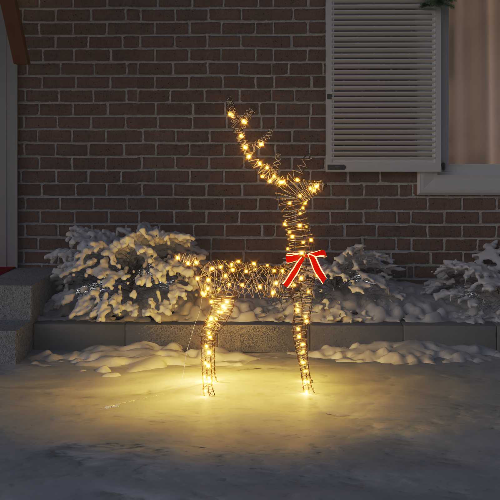 Renne 3D avec 140 LED Blanc chaud 70 x 41 x 128 cm Rotin – Image 3