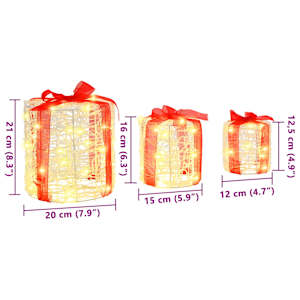 Dekorace Dárkové Krabičky 3 pcs Teplá bílá 20 x 20 x 21 cm - obrázek 9