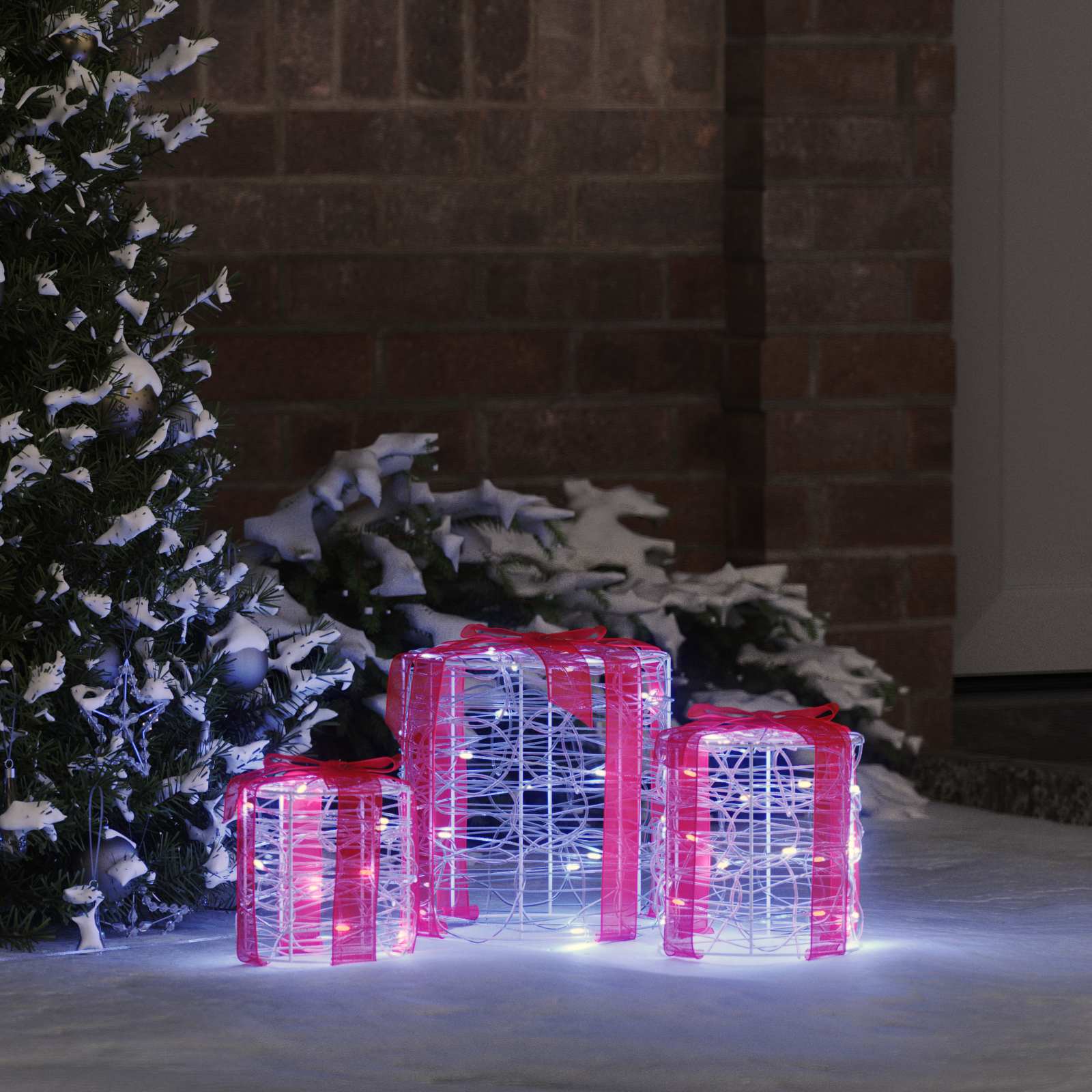 Décoration de boîte cadeau 3 pcs Blanc froid 20 x 20 x 21 cm