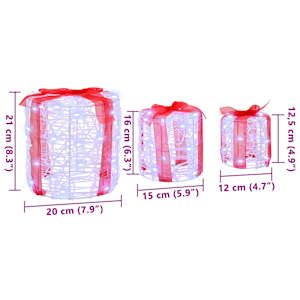 Dekorace Dárkové Krabičky 3 pcs Studená bílá 20 x 20 x 21 cm - obrázek 9