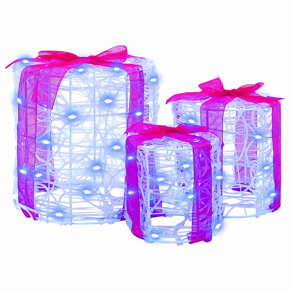 Décoration de boîte cadeau 3 pcs Bleu 20 x 20 x 21 cm Acrylique