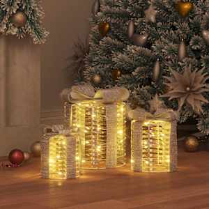 Dekorace Dárkové Krabičky 3 pcs Teplá bílá 20 x 20 x 20 cm PET - obrázek 3