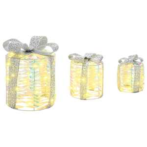 Dekorace Dárkové Krabičky 3 pcs Teplá bílá 20 x 20 x 20 cm PET - obrázek 4