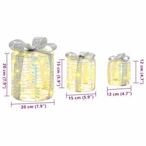 Dekorace Dárkové Krabičky 3 pcs Teplá bílá 20 x 20 x 20 cm PET - obrázek 9