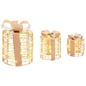 Dekorace Dárkové Krabičky 3 pcs Teplá bílá 20 x 20 x 20 cm PET - obrázek 4