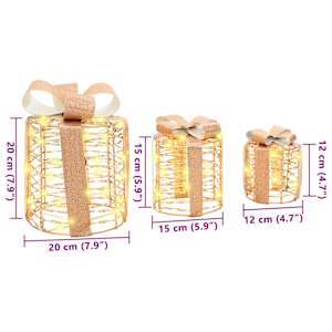 Dekorace Dárkové Krabičky 3 pcs Teplá bílá 20 x 20 x 20 cm PET - obrázek 9