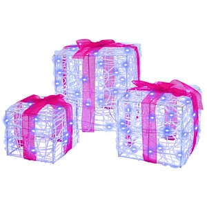 vidaXL Kingituse kast 3 tk 60 LED-i Sinine 20 x 20 x 20 cm Akr&uuml;&uuml;l