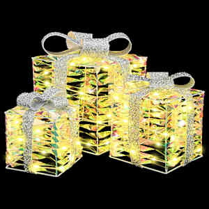Dárková krabice 3 pcs Teplá bílá 20 x 20 x 20 cm PET - obrázek 5